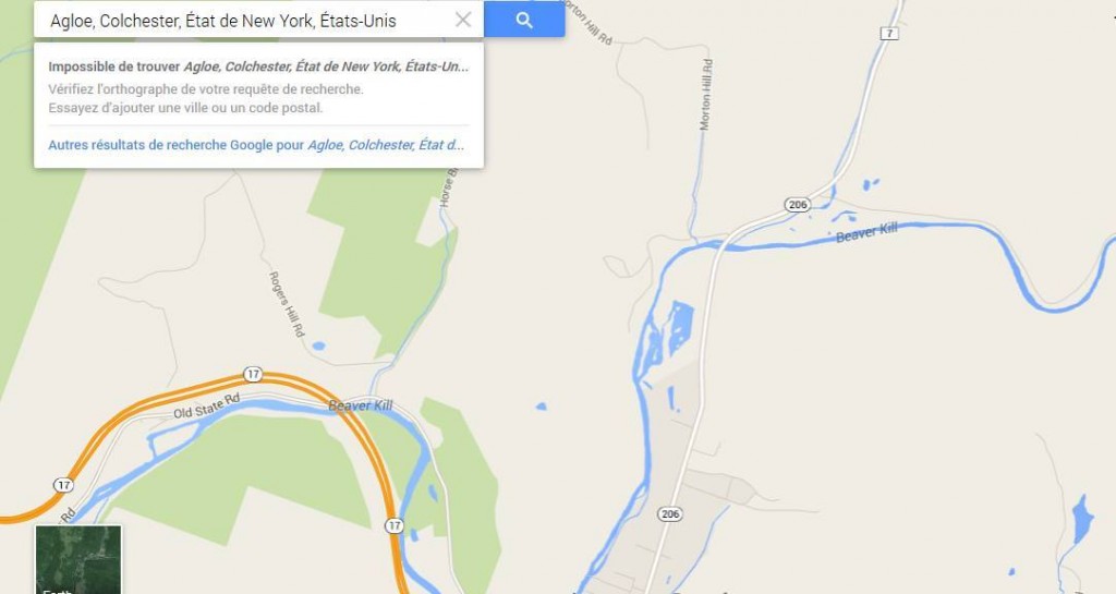 Depuis peu, Agloe n'existe plus sur Google Maps.