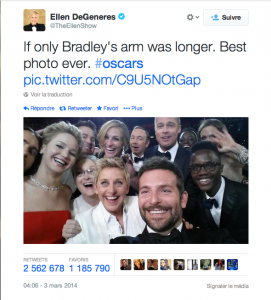Le tweet d'Ellen DeGeneres est devenu le plus retweeté de l'histoire du réseau social.