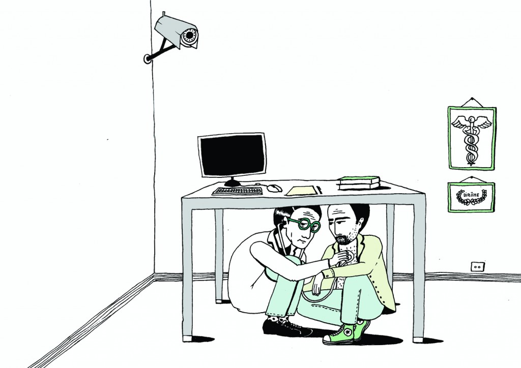 "La Sécu est un assureur, pas un organisme censé observer et juger la manière dont je soigne mes patients", estime le docteur Plouhinec. (Illustration : 8e étage/Anissa Radina)