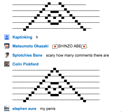 Le type de triangles que l'on trouvait dans les commentaires de la rencontre. (capture YouTube)