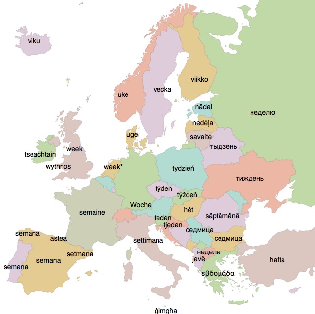 Comment dit-on semaine dans les différents pays d'Europe ?