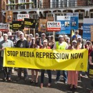 Rassemblement Amnesty International  pour protester contre la répression envers les médias, ambassade d'Azerbaïdjan à Londres, 2011.