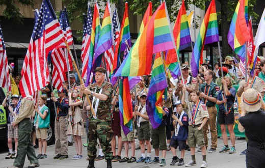Des Boy Scouts participant à la Gay Pride de Seattle en 2015.
(Photo Flickr/ scottlum)